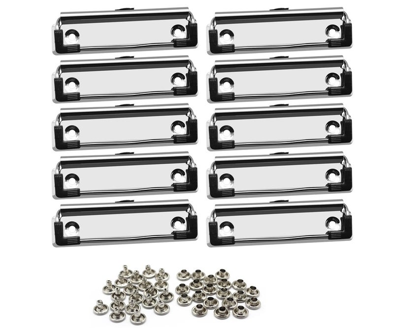 Meetory 10 Pack Mountable Clipboard Clips,Spring Loaded Surface Mount Handle with Rubber Grip and Hanging Hole - Image 1